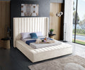 Balliol creme velvet bed with footboard storage benches