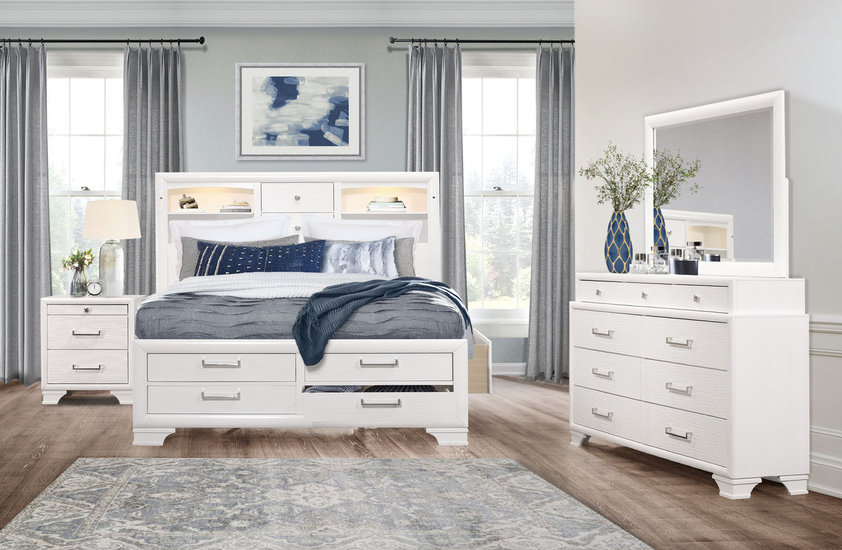 Jordyn White nightstand in matching white lacquer finish