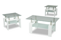 Mimico 3-piece white gloss and chrome glass coffee table set