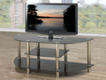 Dupont black tempered glass and chrome TV stand