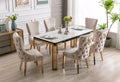 Alliston 7-piece dining set with gold ceramic marble top
