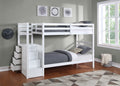 Awenda white staircase bunk bed single over single