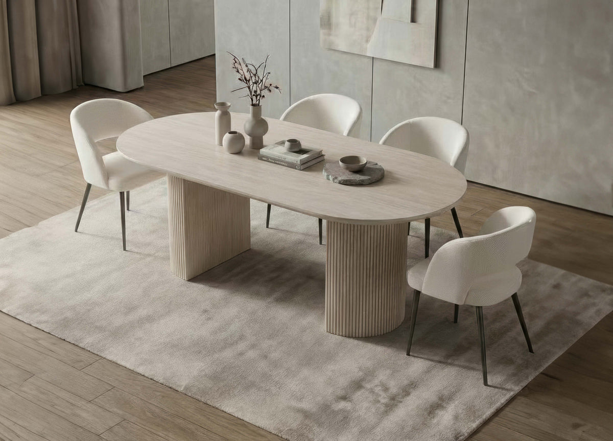 Eugenia 7-piece dining set with oval travertine table
