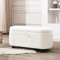 Oakham oval storage bench in white fabric