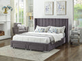 Heathdale grey velvet wing bed with four storage drawers