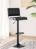 Cherry swivel bar stool with vertical stitching