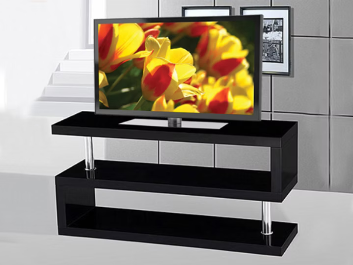 Varsity high gloss TV stand in black and white options