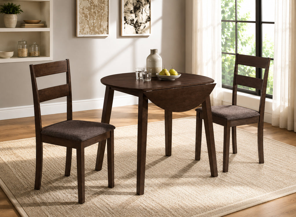 Toronto 3-piece dinette set in espresso with slat-back chairs