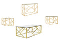 Maplewood glass top coffee table set with gold frame