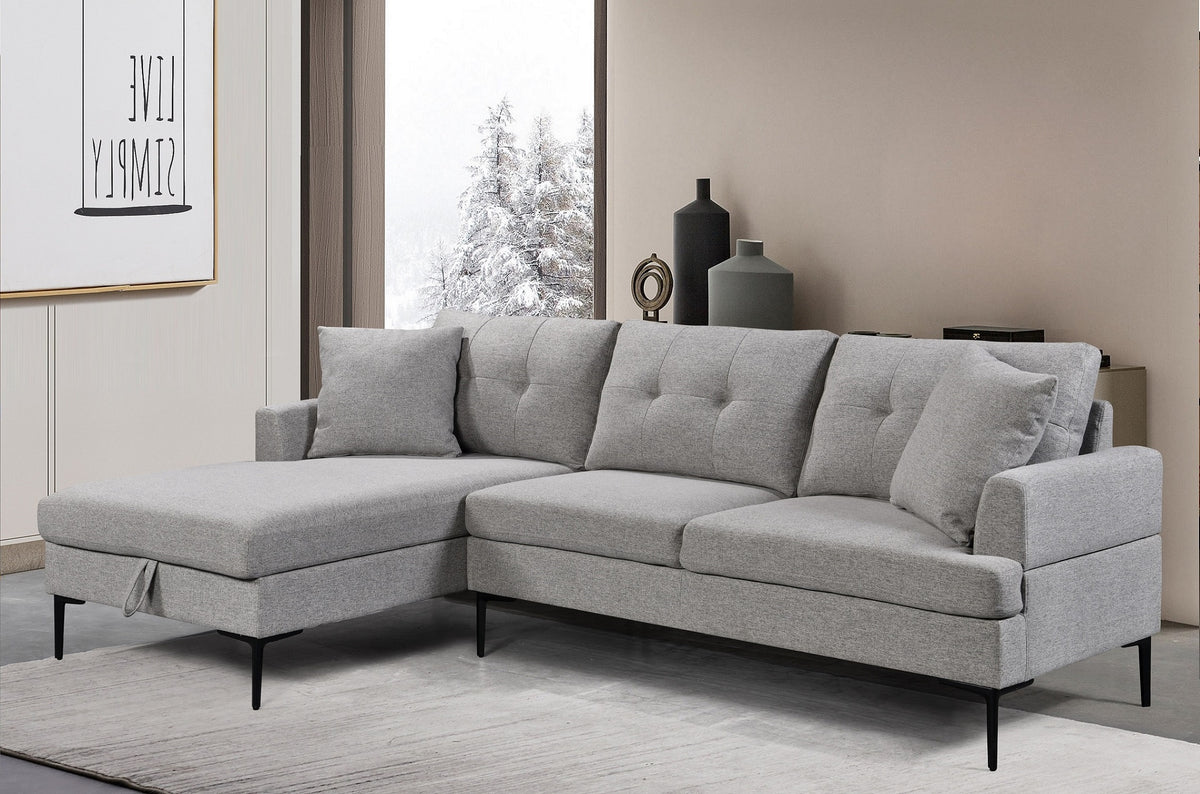 Merrill grey fabric sectional, left or right facing