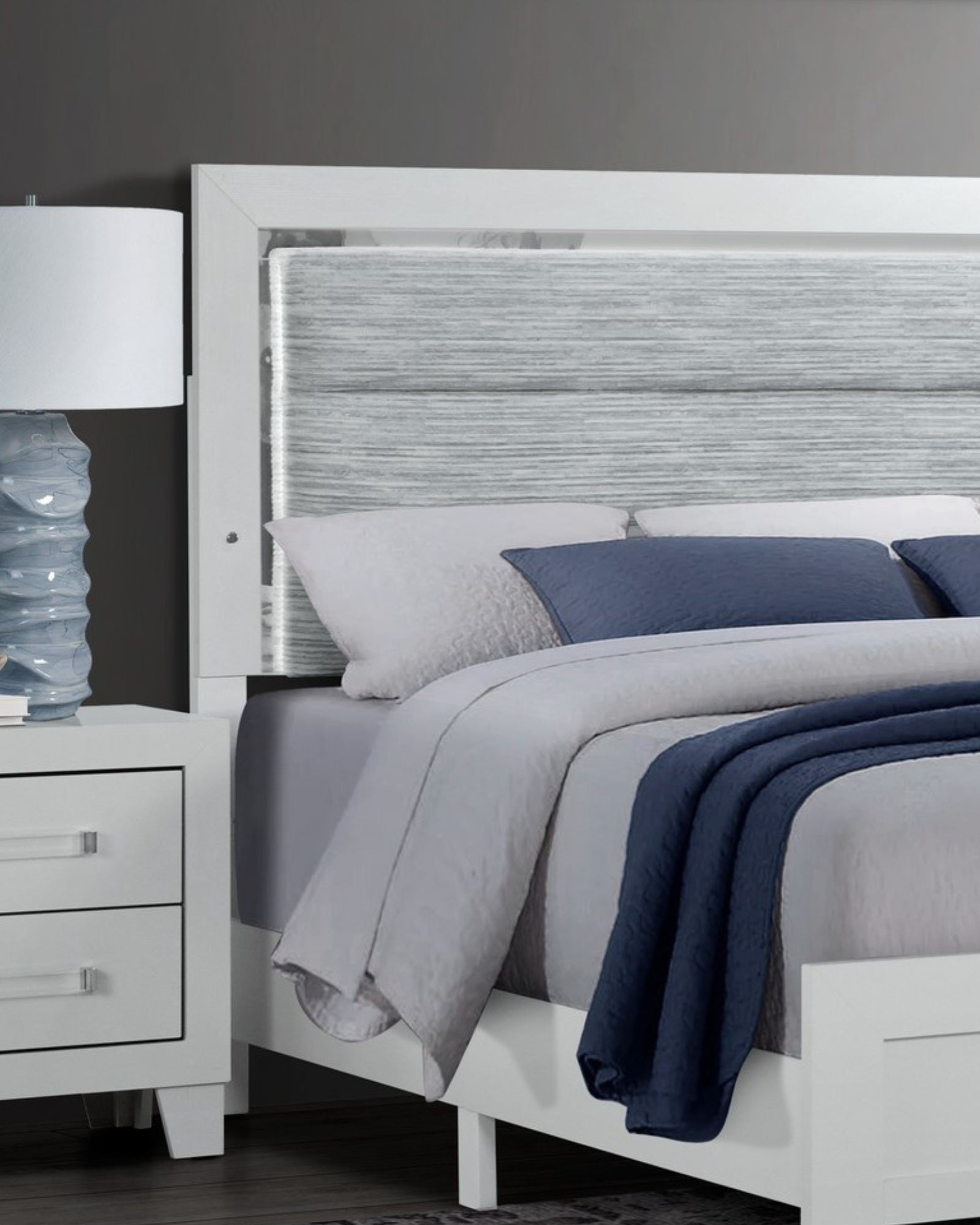 Luccia-White bedroom collection bed alternate angle