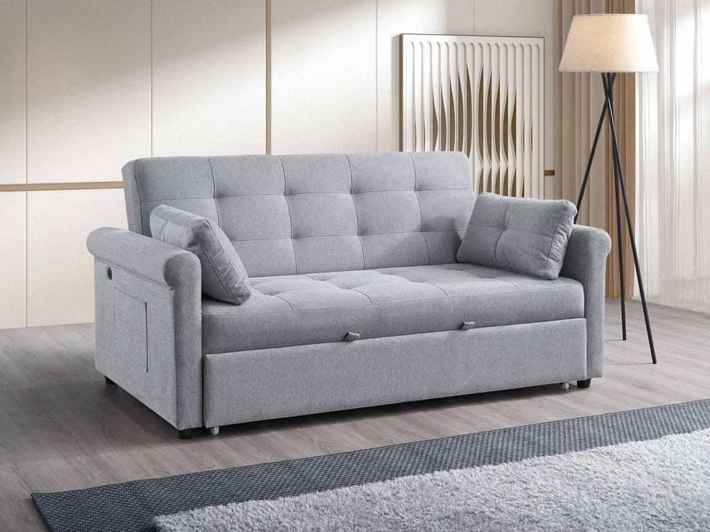 Enderby large sofa bed sectional in cloud grey fabric