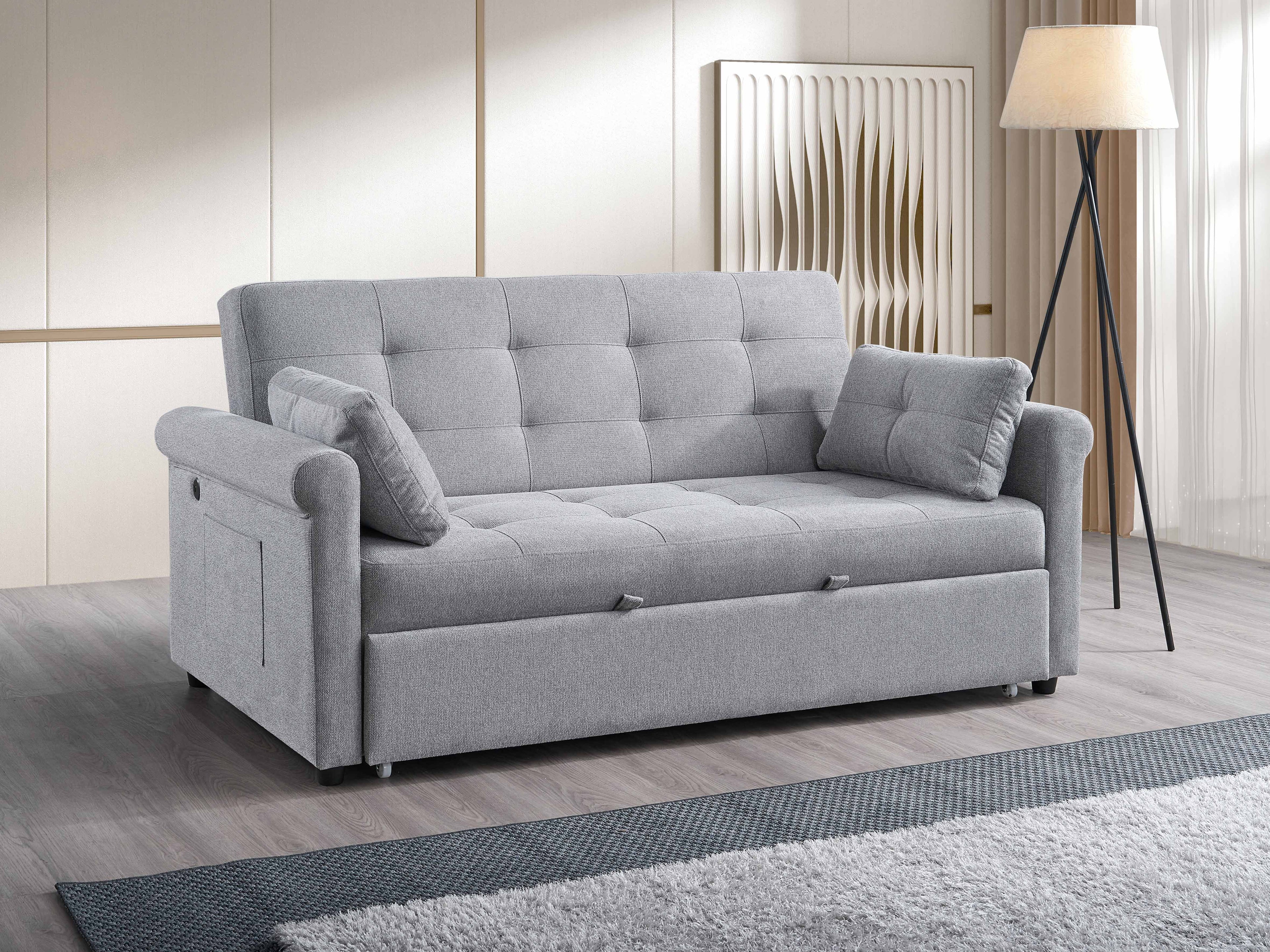 Enderby large sofa bed sectional in cloud grey fabric