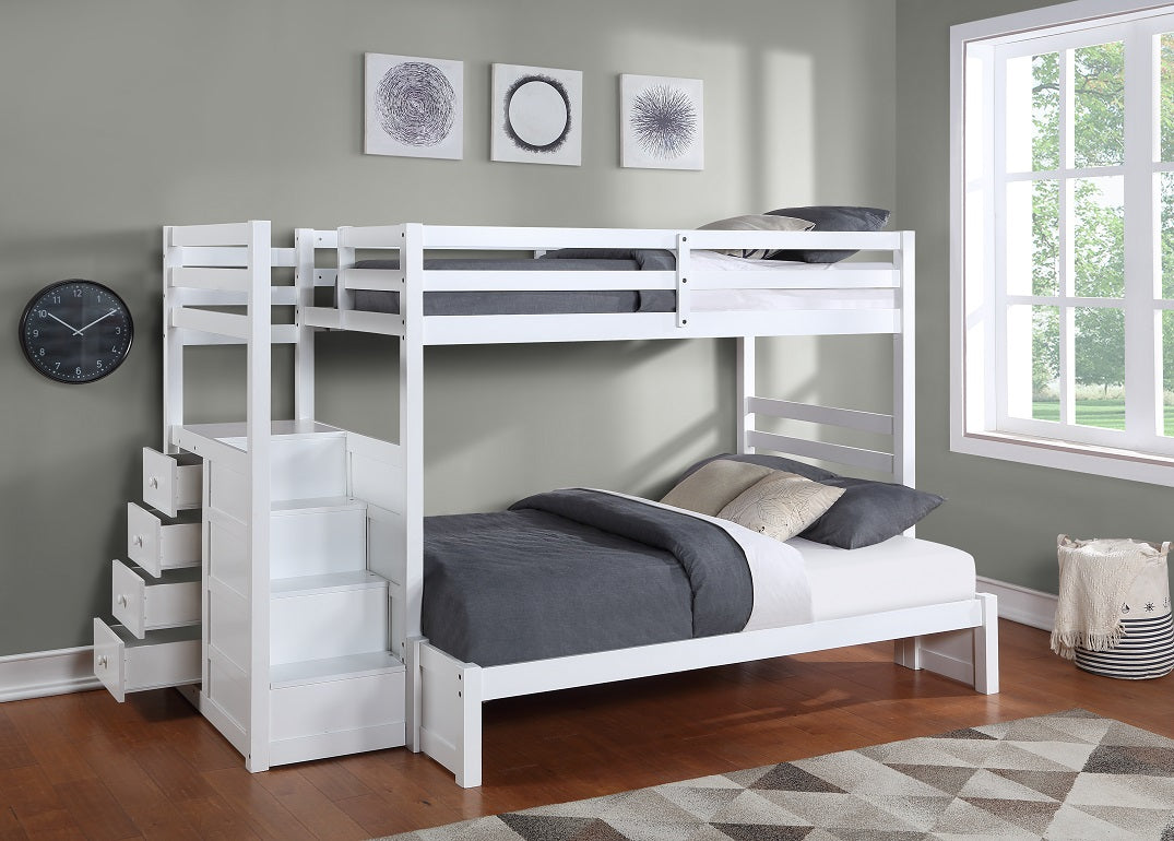 Bunk bed extension kit in white, converts bottom bunk to double