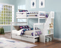 Rondeau white mission bunk bed with stairs single over double