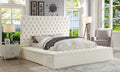 Roseheath creme velvet bed with storage benches