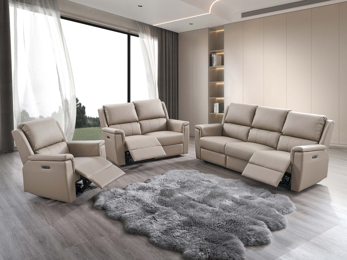 Stonegate stone PU power reclining sofa set with USB ports
