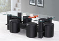 Regent black coffee table with six nesting stools