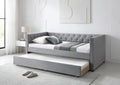 Deloraine silver-grey velvet glam day bed with trundle