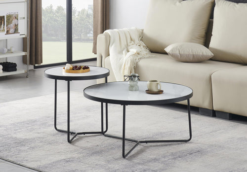 Agincourt set of two round sintered stone coffee tables