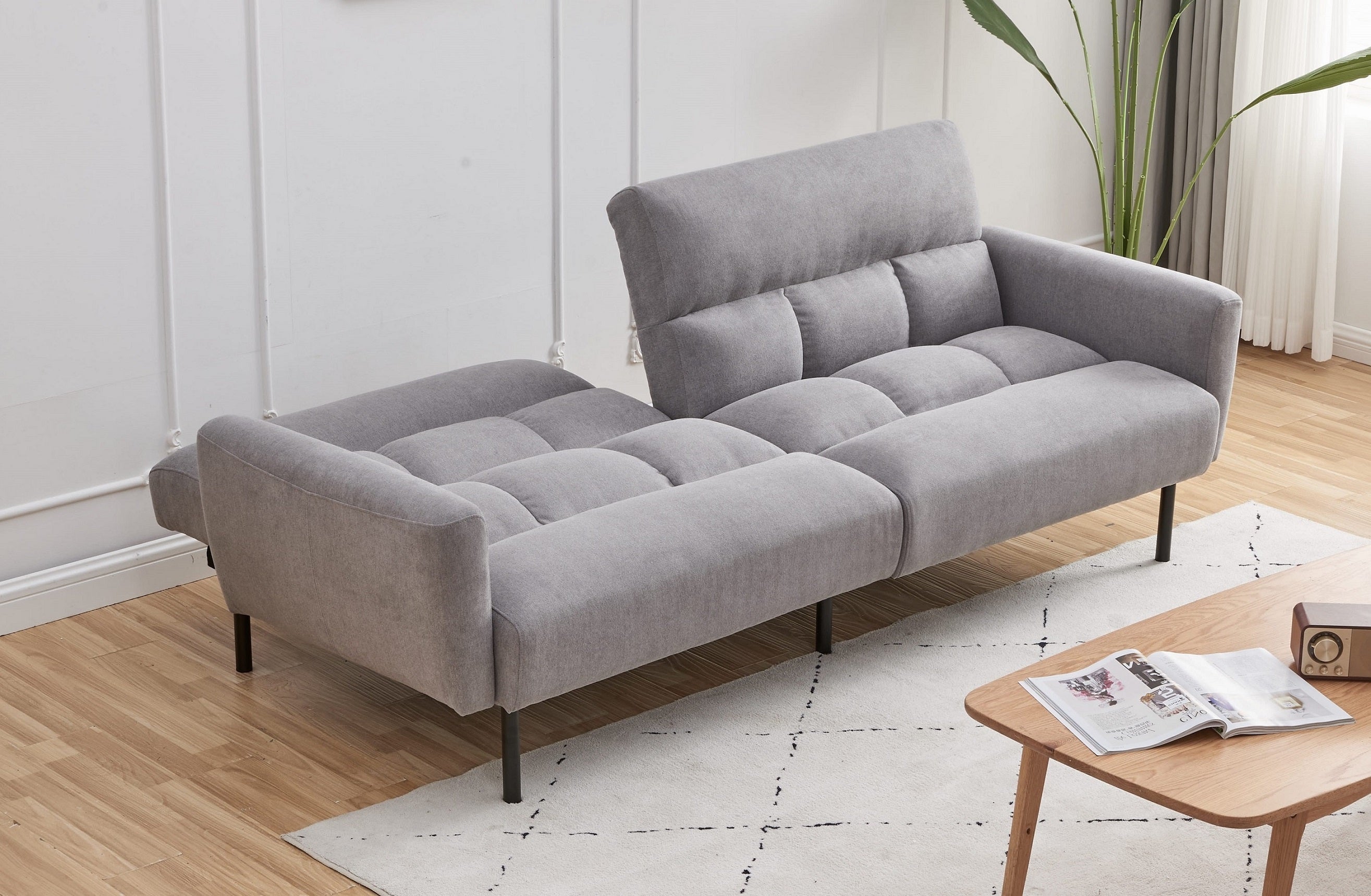 Newport klik klak sofa bed grey removable arms detail