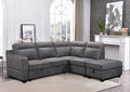 Grey fabric right-facing sofa bed sectional with storage