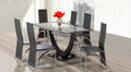 Lansdowne 7-piece dining set with black glass table and leather-look chairs