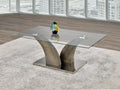 Yonge glass-top coffee table with stainless steel base