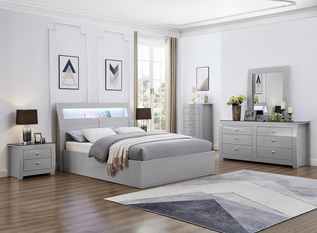 New York dove grey high gloss hydraulic storage bed