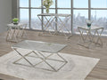 Clairlea glass top coffee table set with stainless steel legs