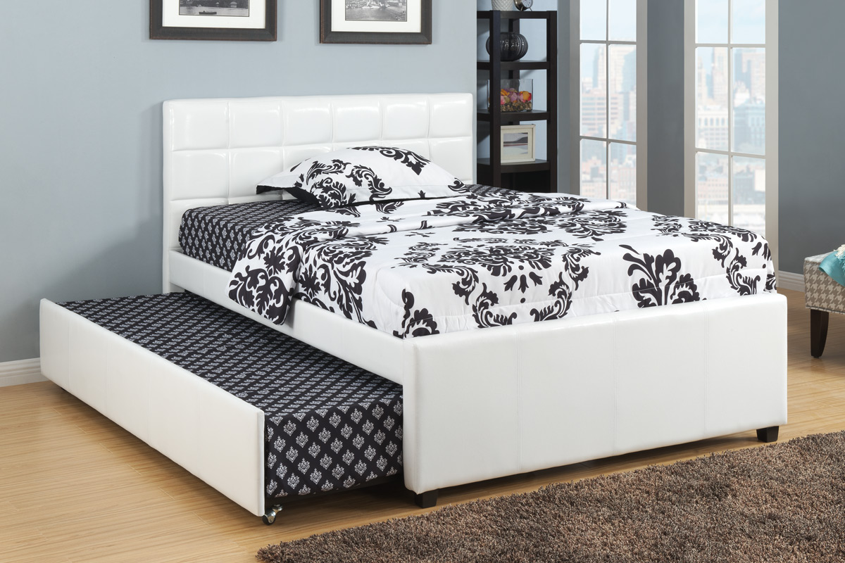 Rosedale white faux-leather day bed with pull-out trundle