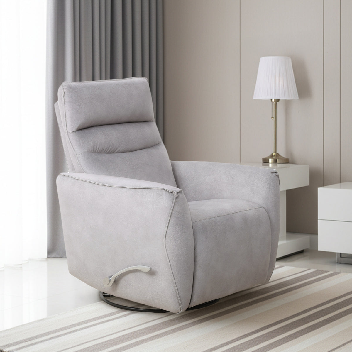 Grace silver grey fabric recliner