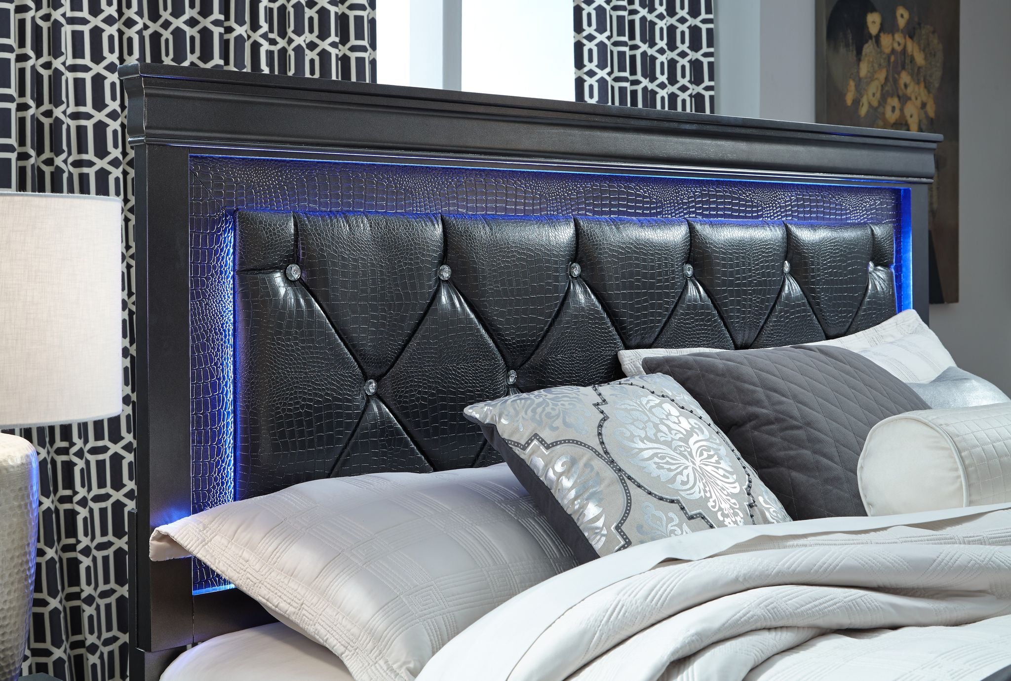 Pompei Grey bedroom collection bed alternate angle
