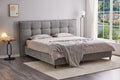 Aldergrove grey boucle bed with piping detail