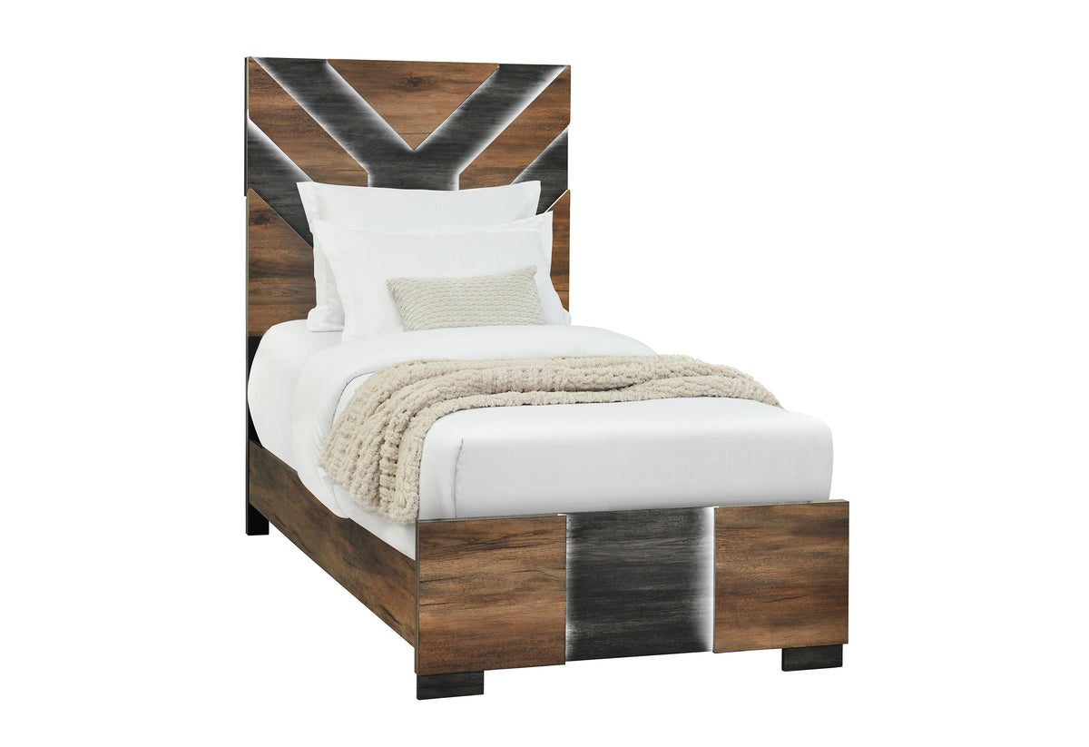 Optimus nightstand in matching two-tone walnut finish