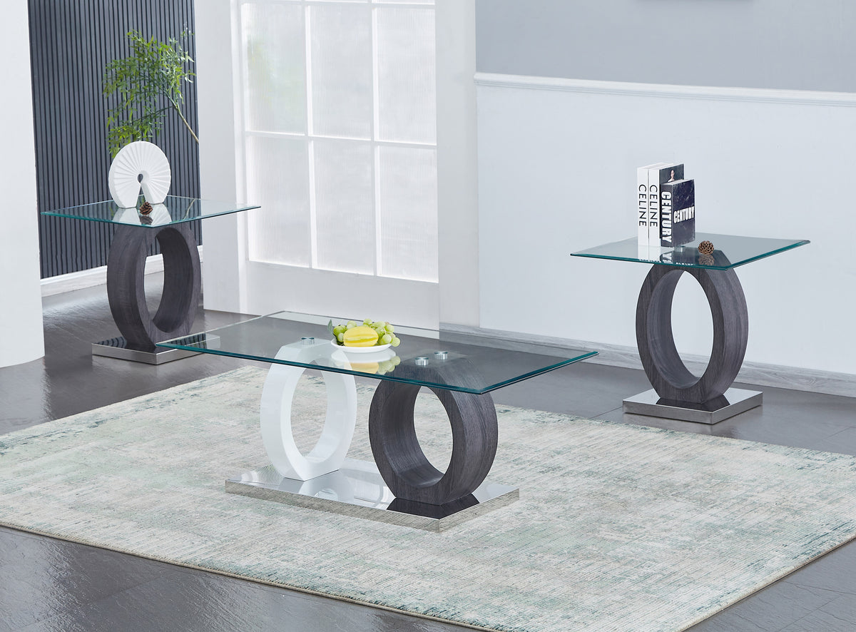 Merton coffee table set in white and dark grey options