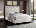 Dunvegan creme velvet bed with chrome or gold legs