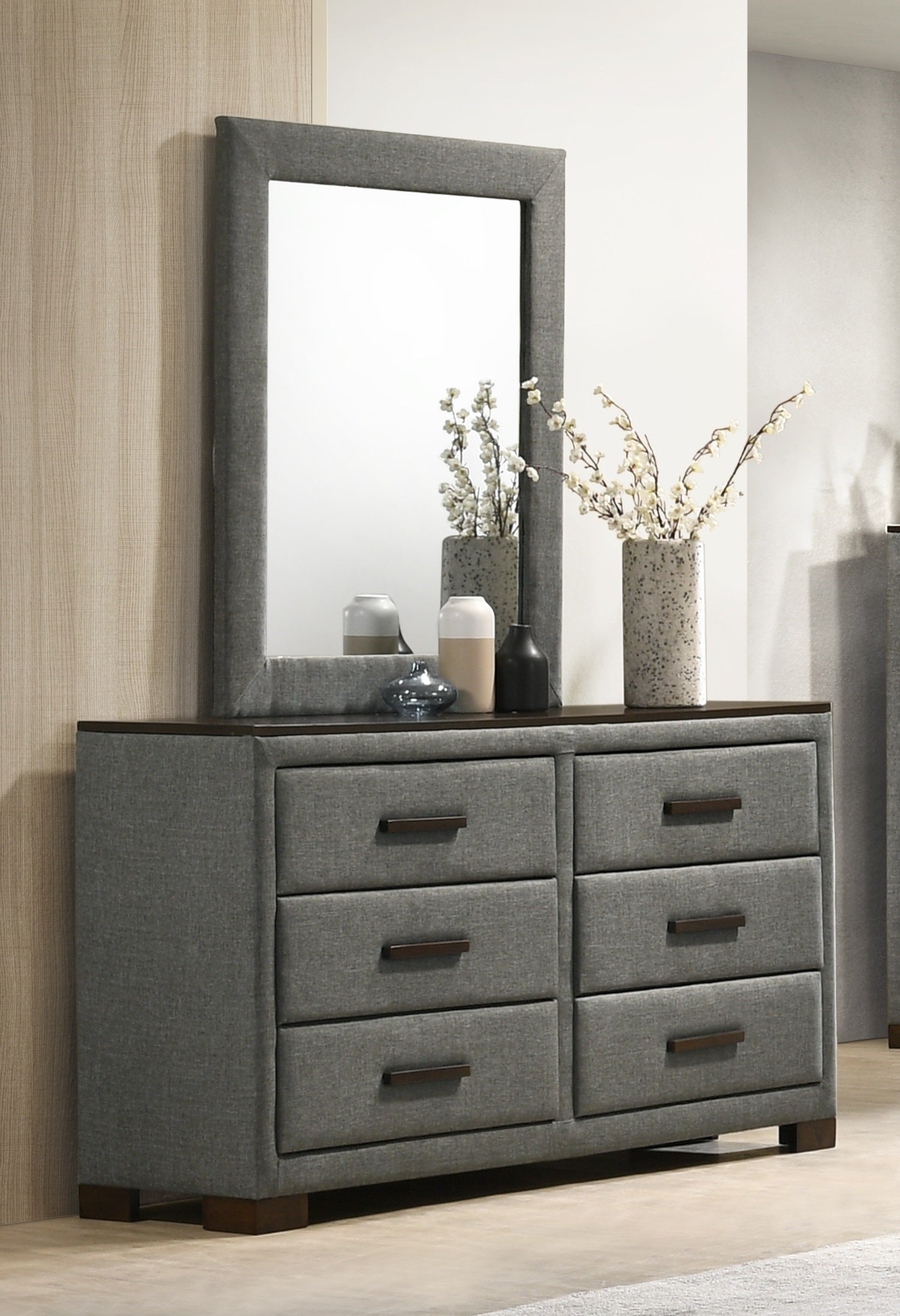 Dylan nightstand in matching dark grey finish