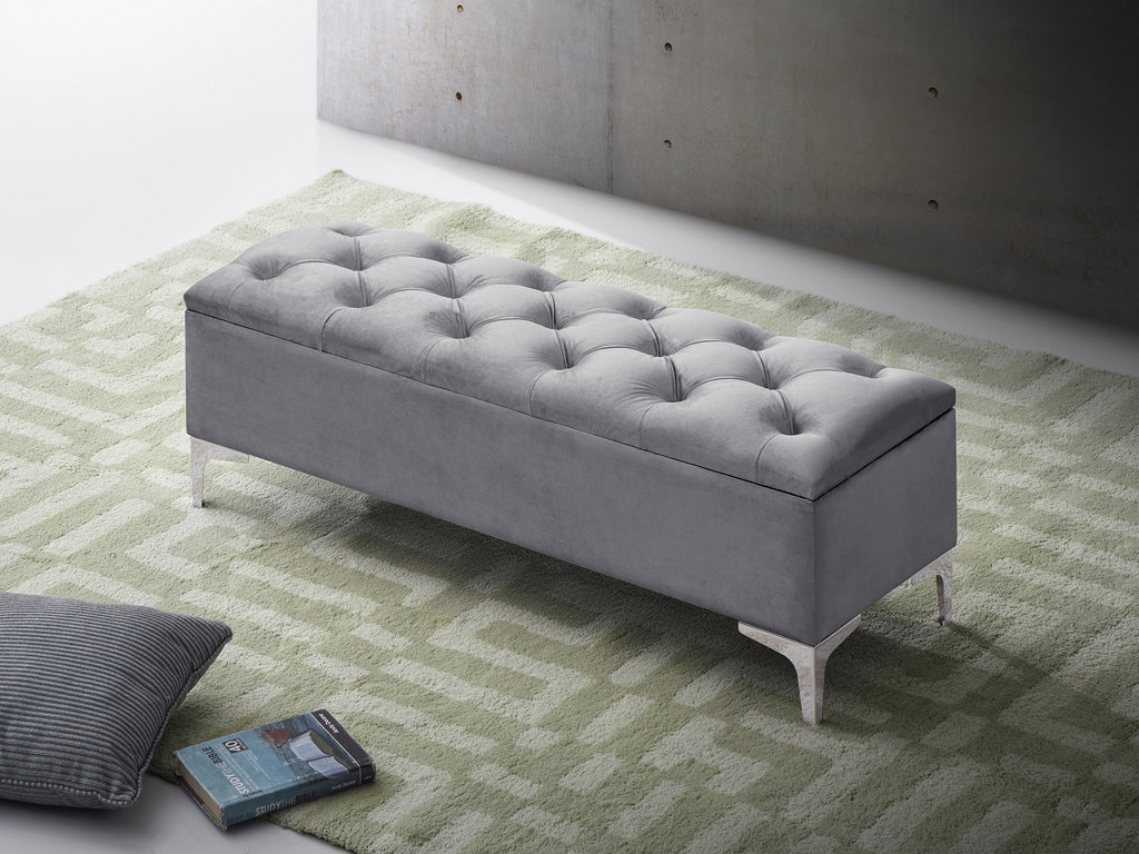 Hastings grey velvet bench