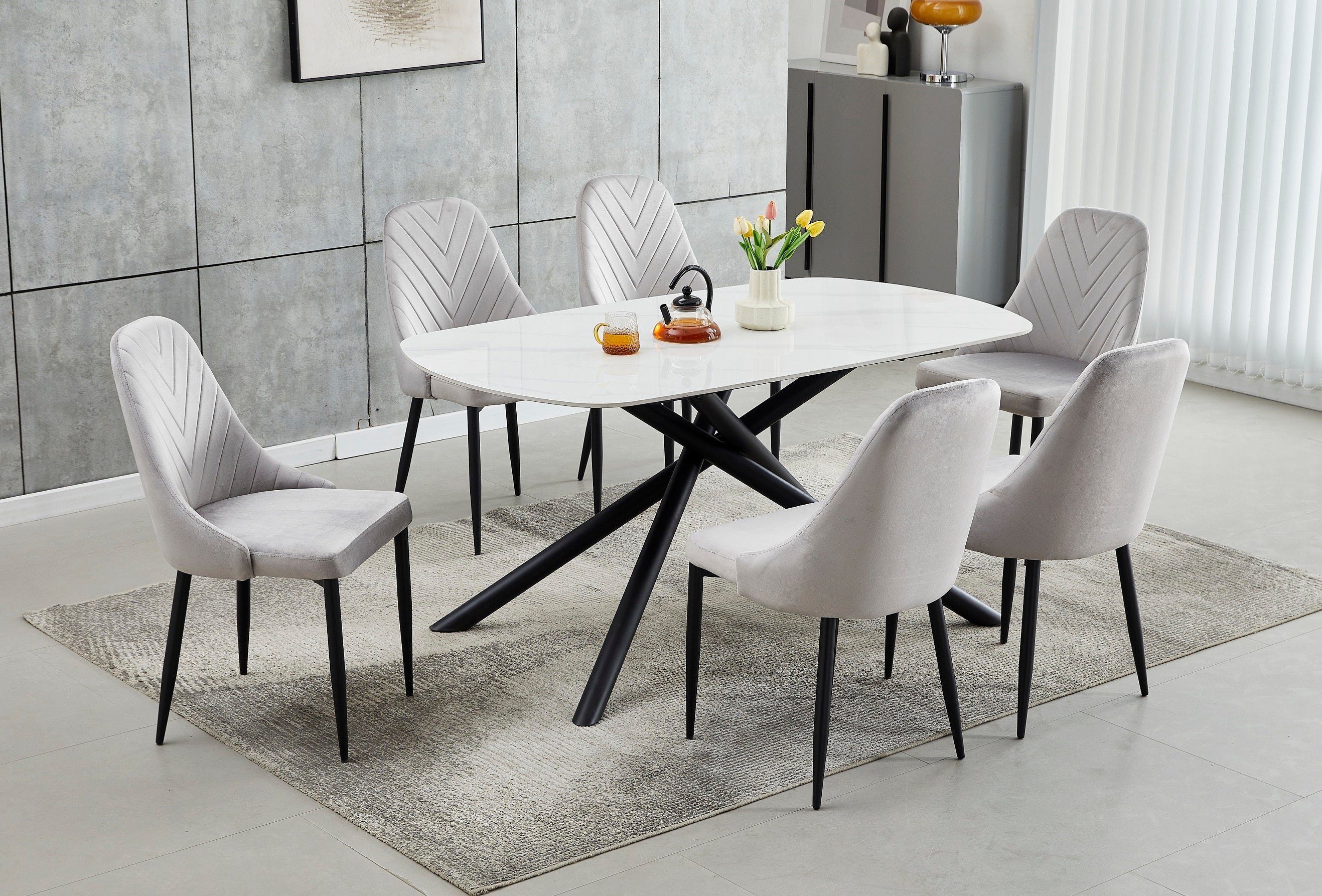 Nobleton 7-piece dining set with white marble top
