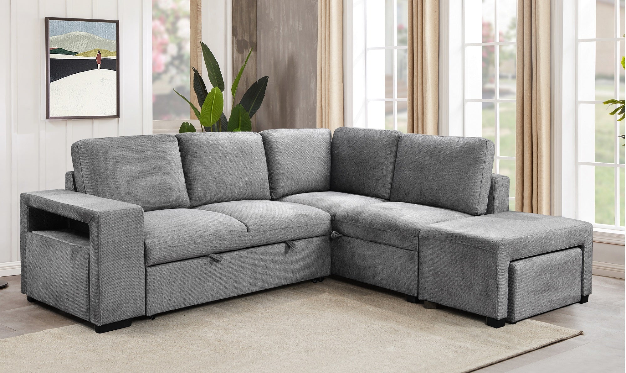 Osborne right facing grey sofa bed sectional