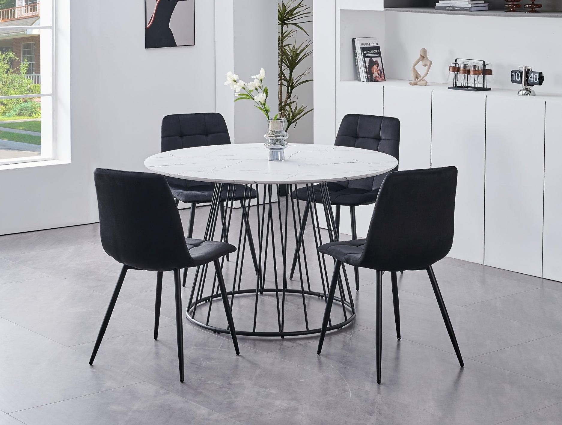 Thornbury 5-piece dinette set with round marble table