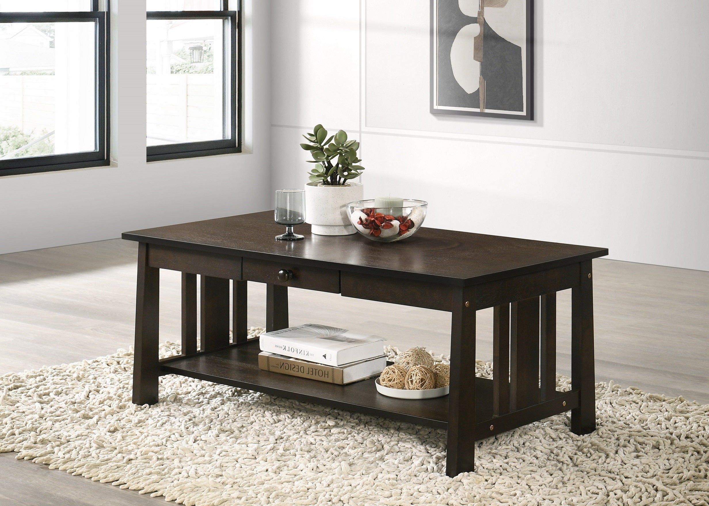 Coxwell espresso coffee table with storage drawer