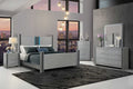 Logan-Silver Bedroom Collection – Glam Silver Finish with Crushed Crystal Accents & Disco Lights