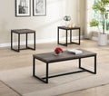 Sorauren 3-piece coffee table set with wood tops and black bases