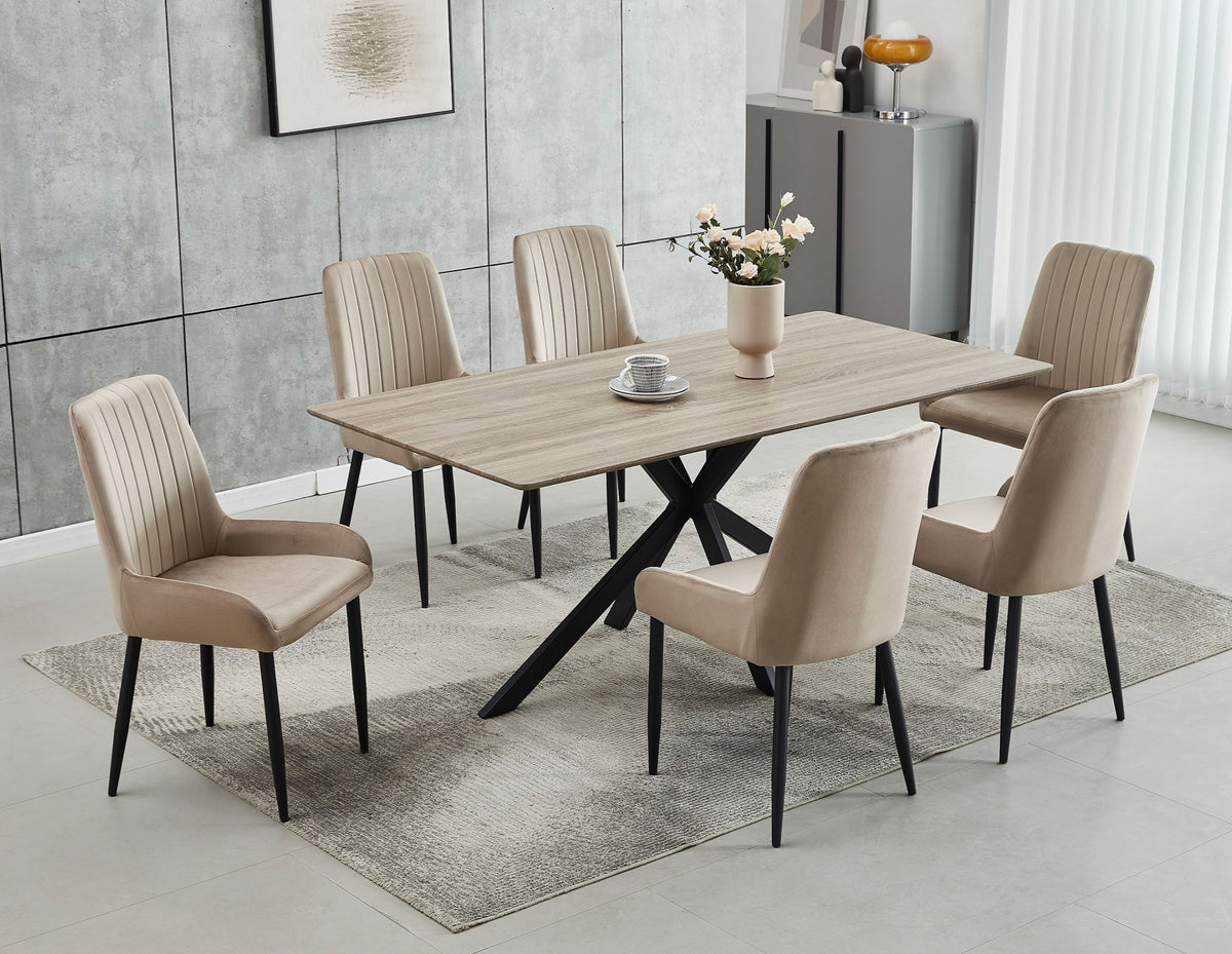 Mono 7-piece dining set with wood top