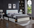 Shaftesbury white faux-leather storage bed with LED lighting