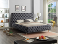 Baycrest grey velvet bed with extra-deep tufting