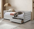 Wanless grey fabric day bed with built-in storage
