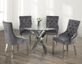 Erin 5-piece glass-top dining set with chrome legs